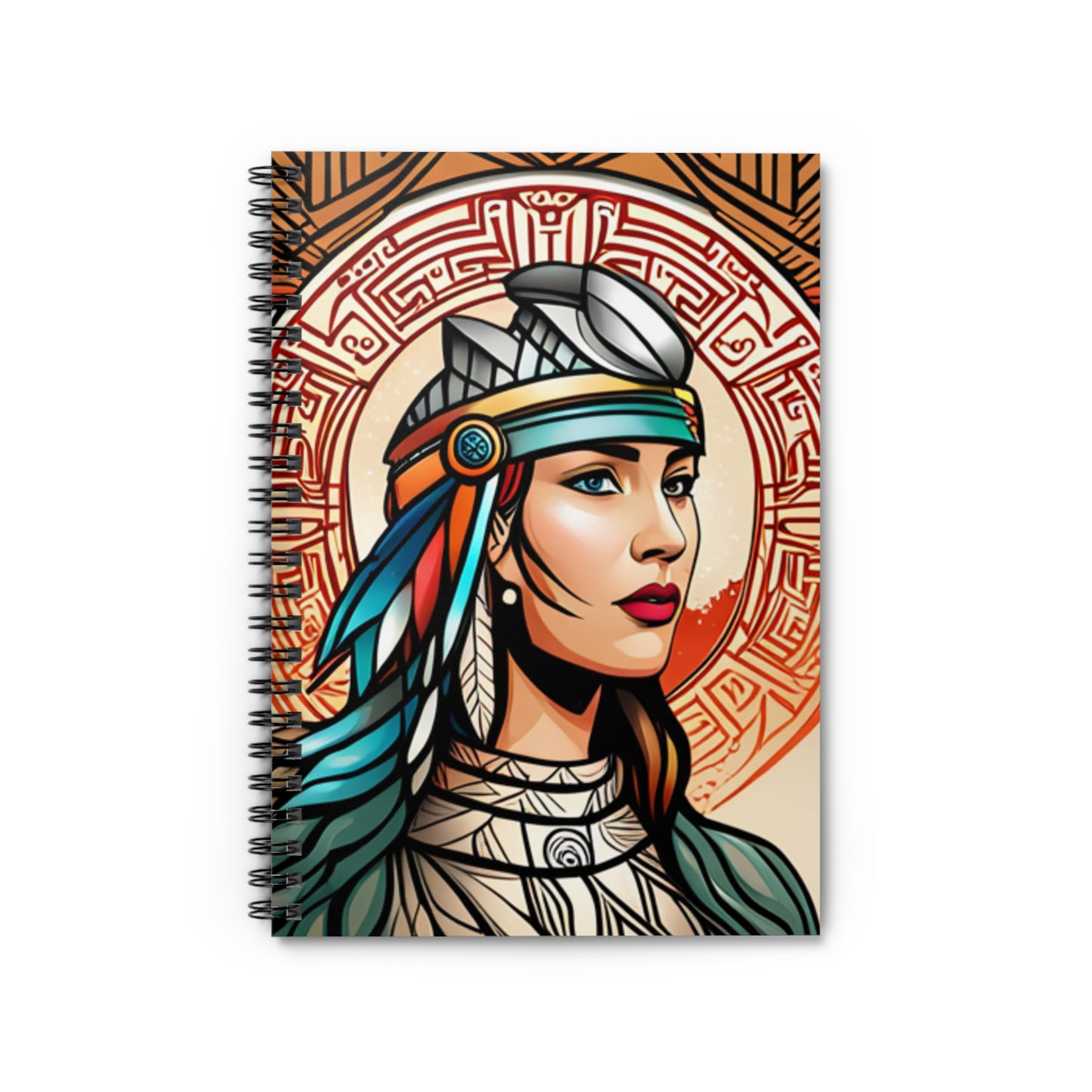 Ancient Mexican Woman Warrior Spiral Notebook - Ruled Line